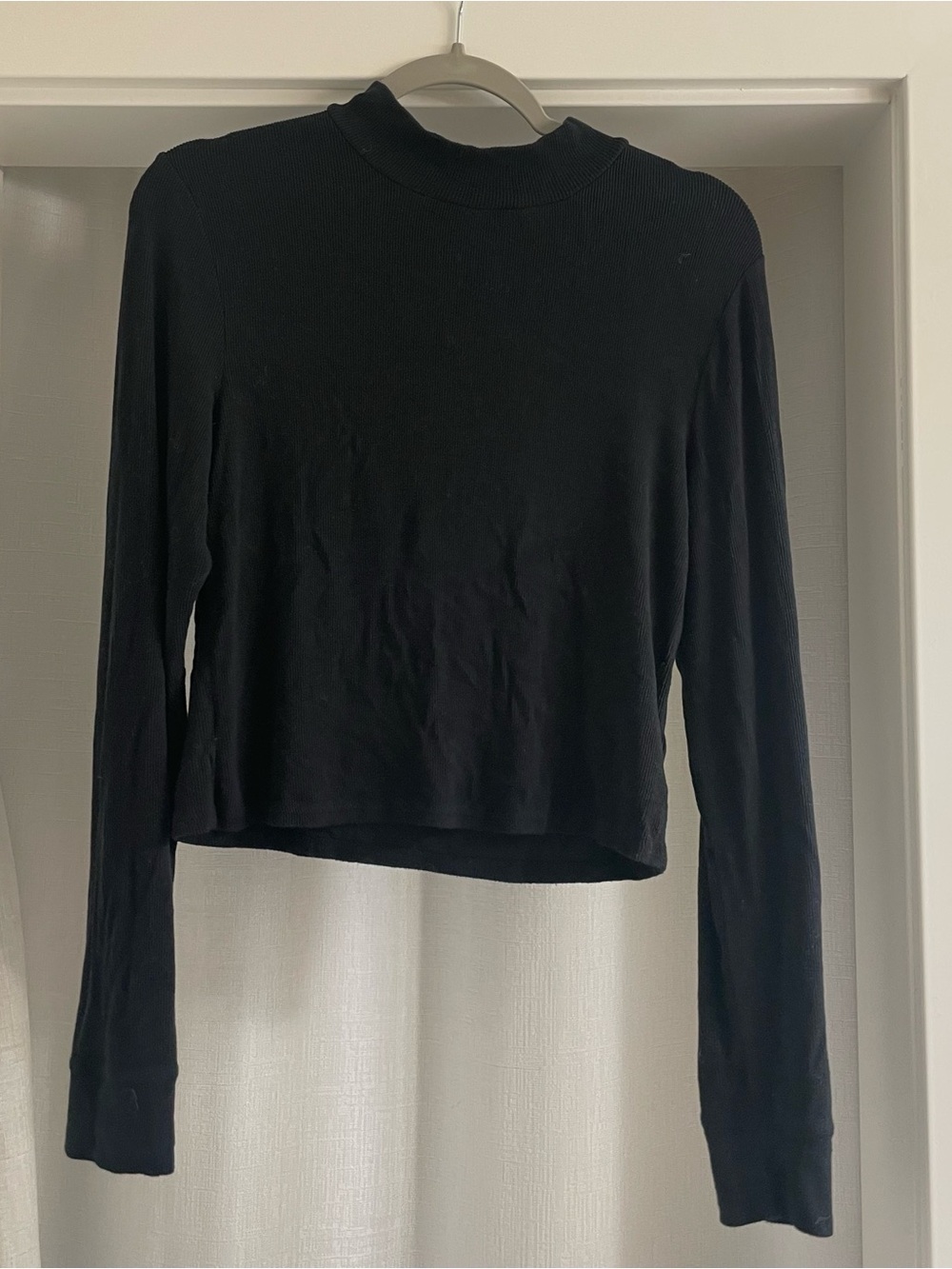 bp Black Long-Sleeve Mock Neck Top